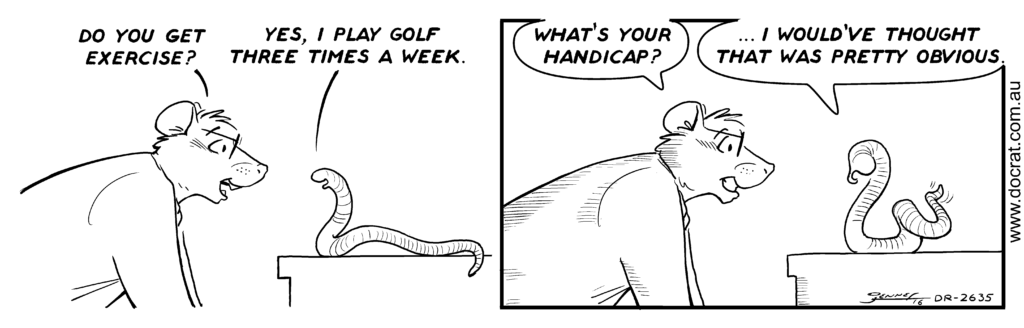 A worm who’s into golfing exercise – Doc Rat – A daily comic strip by ...